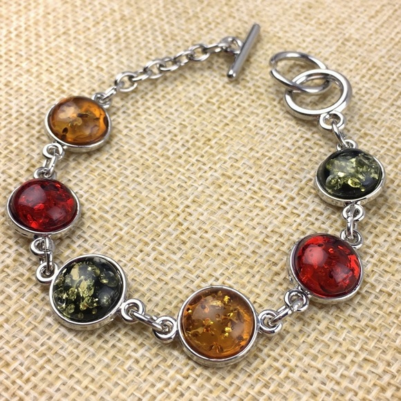 New Simulated Amber Toggle Bracelet 6 1/2 & 7 - Picture 1 of 8